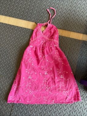 Connection 18 Hot Pink Embroidered Halter Midi Dress